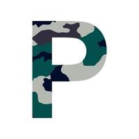 English alphabet letter P, khaki style isolated on white background - Vector