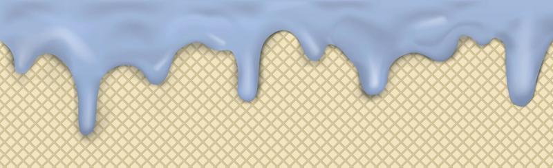 Sweet seamless panoramic ice cream pattern with dripping pink icing and wafer texture - Vector