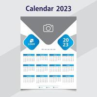 Wall calendar 2023, minimalist, modern, and classic calendar design for printing vector