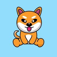 Vector illustration of cute shiba dog animal premium