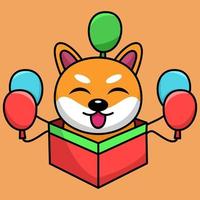 Vector illustration of cute shiba dog animal premium