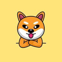 Vector illustration of cute shiba dog animal premium