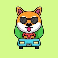 Vector illustration of cute shiba dog animal premium