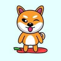 Vector illustration of cute shiba dog animal premium