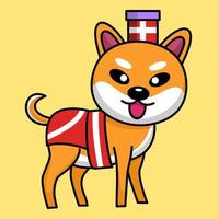 Vector illustration of cute shiba dog animal premium