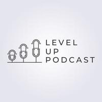 level up graph chart podcast talk logo vector illustration design