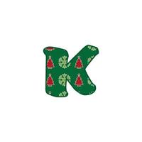 Initial Christmas Letter K Logo Designs. It will be suitable for which company or brand name start those letter. vector