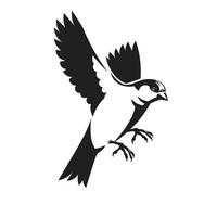 gorrión pájaro volador vector blanco y negro color