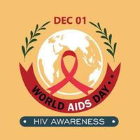 día mundial del sida vih, plantilla de logotipo de afiche de concienciación sobre el vih en fondo amarillo suave ilustración vectorial eps10 vector