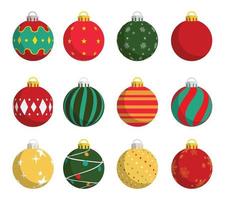 Establecer bolas de navidad ornamento decoraciones planas icono ilustraciones vectoriales eps10 vector