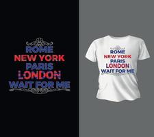 roma, nueva york, parís, tipografía de eslogan londinense para gráficos de camisetas, afiches, impresiones, postales y otros usos, concepto de diseño de camisetas de ilustración vectorial. vector