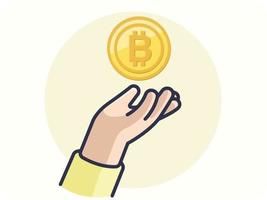 Hand holding golden coin, investment vector