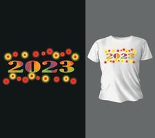 Diseños de camisetas con citas de año nuevo, ilustración vectorial de tipografía con letras a mano de año nuevo. vector