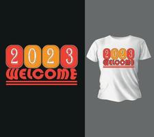 Diseños de camisetas con citas de año nuevo, ilustración vectorial de tipografía con letras a mano de año nuevo. vector