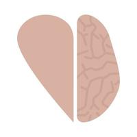 la mitad del corazón como un todo con la mitad del cerebro. acuerdo entre la mente y las emociones. estilo plano ilustración vectorial vector