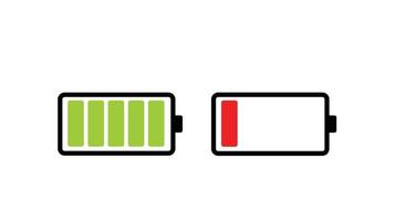 Full battery and low battery icons vector