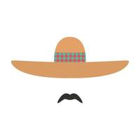 mexicano en un sombrero. hombre mexicano con sombrero de color y bigote. vector