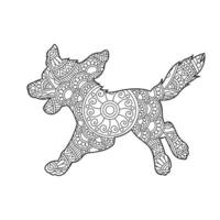 Dog Mandala Coloring Page for Adults Floral Animal Coloring Book Isolated on White Background Antistress Coloring Page Vector Illustration