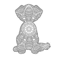 Dog Mandala Coloring Page for Adults Floral Animal Coloring Book Isolated on White Background Antistress Coloring Page Vector Illustration