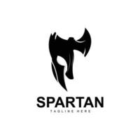 logo espartano, vector de traje de casco de guerra, icono de armadura bárbara, vikingo, diseño de gimnasio, fitness