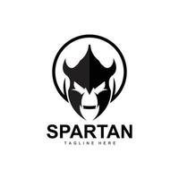 logo espartano, vector de traje de casco de guerra, icono de armadura bárbara, vikingo, diseño de gimnasio, fitness