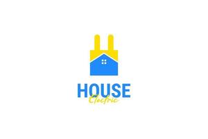 Flat house and plug logo design vector template illustration