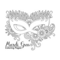 Mardi Gras Coloring Pages for doodle style with Mehendi Floral vector