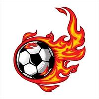 balón de fútbol en la ilustración de vector de diseño de fuego.