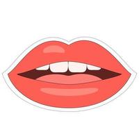 sticker with red lips vector