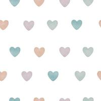 Watercolor seamless pattern with pastel color hearts. Perfect for card, fabric, tags, invitation, printing, wrapping. vector