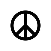 Simbolo de paz. negro sobre fondo blanco. ilustración vectorial de signo aislado de paz. icono pacifista vector