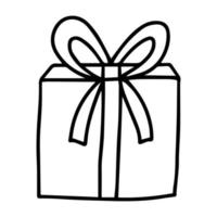 caja de regalo de fideos vectoriales. caja de regalo dibujada a mano con lazo vector