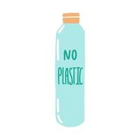 Reusable eco water bottle doodle illustration. Zero waste eco bottle. vector