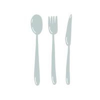 eco friendly cutlery set doodle. Knife, fork, spoon eco kitchen cutlery. vector