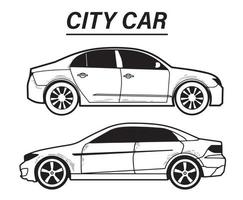 Collection the side of the Sedan and City Car Sketch Isolated part 2 vector