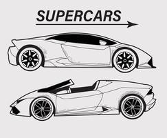 Collection the side of the Super Car Sketch Isolated part 3 vector