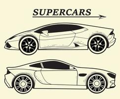 Collection the side of the Super Car Sketch Isolated vector