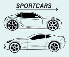 Collection the side of the Super Car Sketch Isolated part 2 vector