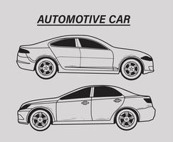 Collection the side of the Sedan and City Car Sketch Isolated part 1 vector