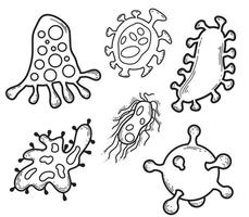 bosquejo de bacterias de contorno sobre un fondo blanco vector