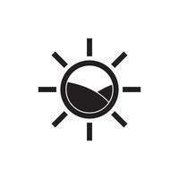 Sun icon template, organic farming symbol with field inside sun rays circle. vector