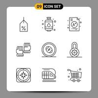 9 Black Icon Pack Outline Symbols Signs for Responsive designs on white background. 9 Icons Set.