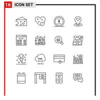 16 Thematic Vector Outlines and Editable Symbols of app pin business location finder location Editable Vector Design Elements