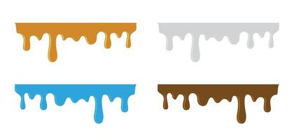 Dripping honey, milk, water and chocolate, design element vector