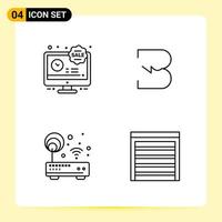 4 Creative Icons for Modern website design and responsive mobile apps. 4 Outline Symbols Signs on White Background. 4 Icon Pack. vector