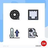 4 Thematic Vector Filledline Flat Colors and Editable Symbols of action clapper port clapper board ethernet meteorology Editable Vector Design Elements