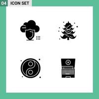 Pictogram Set of Simple Solid Glyphs of cloud ball safety tree laptop Editable Vector Design Elements