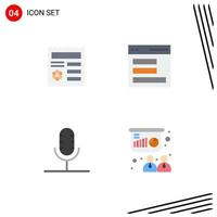 4 Universal Flat Icons Set for Web and Mobile Applications basic broadcast document interface microphone Editable Vector Design Elements
