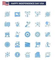 25 USA Blue Signs Independence Day Celebration Symbols of usa country food flag security Editable USA Day Vector Design Elements