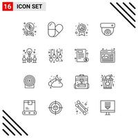 Modern Set of 16 Outlines and symbols such as accessories solution ribbon idea team Editable Vector Design Elements